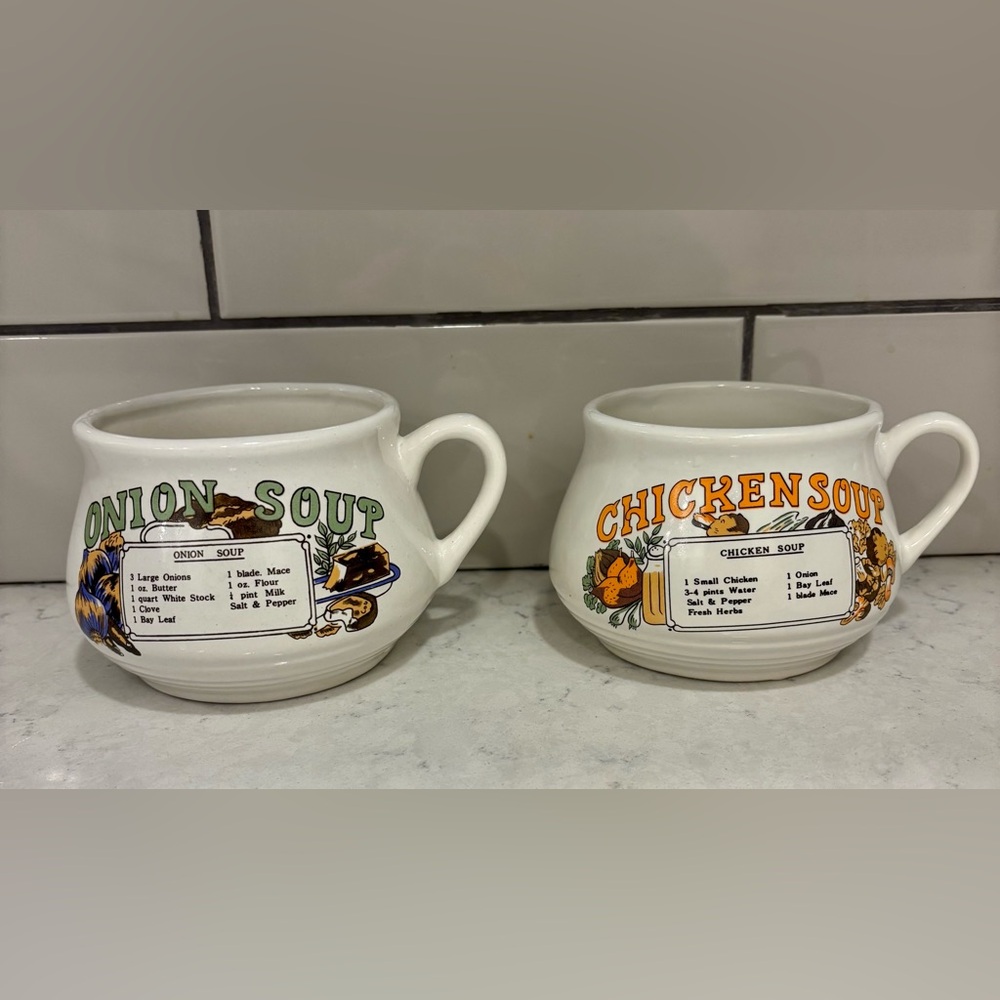 Vintage 1970s Soup Recipe Bowl/Mug Set